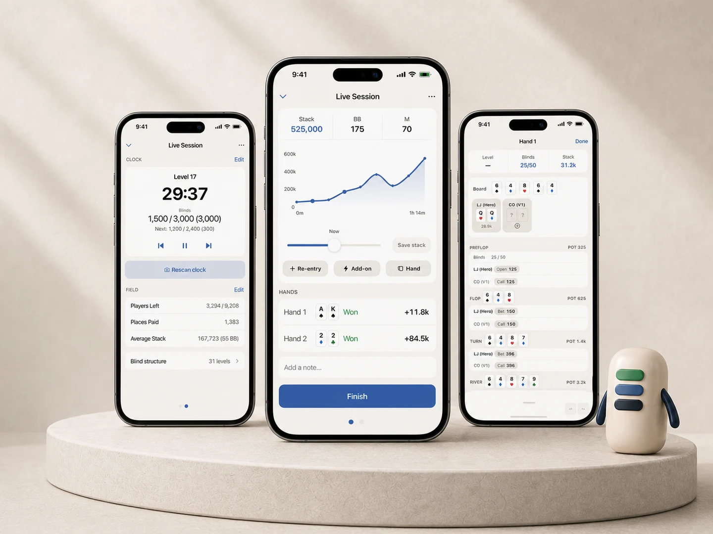 StackXo live session shown with its tournament clock and hand history